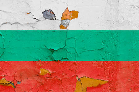 Bulgarian flag painted on a weathered concrete wallの写真素材