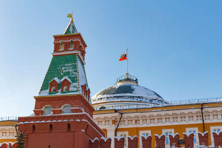 Moscow, Russia - February 01, 2018: Senate Palace on the blue sky background. Moscow Kremlin at sunny winter dayのeditorial素材