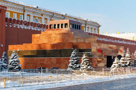 Moscow, Russia - February 01, 2018: Lenin's Mausoleum in Red square. Moscow in winterのeditorial素材
