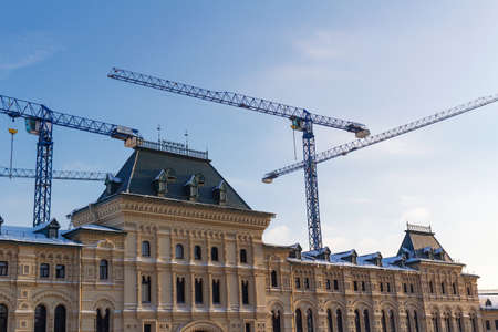 Moscow, Russia - February 01, 2018: Reconstruction of a historical building on the Red square in Moscowのeditorial素材