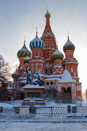 Moscow, Russia - February 01, 2018: St. Basil's Cathedral in Red square. Moscow in winterのeditorial素材