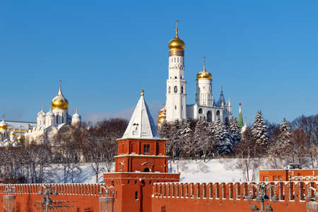 Moscow, Russia - February 01, 2018: Cathedral of the Archangel in Moscow Kremlin at sunny winter morningのeditorial素材