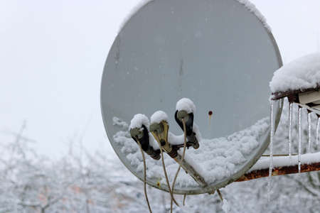 Snow-covered antenna for receiving satellite TV in winter