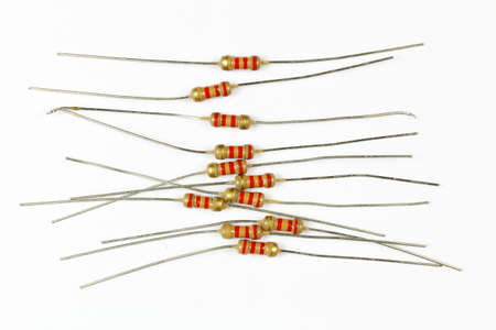 Set of resistors in bulk on a white backgroundの写真素材