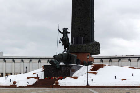 Moscow, Russia - March 22, 2018: Victory Monument. The central monument of the park ensemble on...
