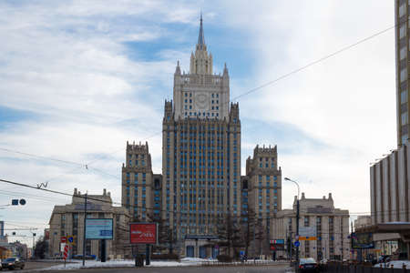 Moscow, Russia - March 25, 2018: Building of the Ministry of foreign affairs of the Russian Federation on a blue sky backgroundのeditorial素材