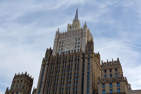 Moscow, Russia - March 25, 2018: Building of the Ministry of foreign affairs of the Russian Federation against the blue skyのeditorial素材