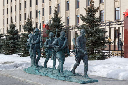 Moscow, Russia - March 25, 2018: Monument to the heroes of the film "They Fought for Their Country" near the building of the Ministry of defence of the Russian Federationのeditorial素材