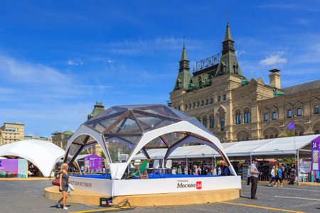 Moscow, Russia - June 3, 2018: Book festival Red square 2018. Open russian book fair on Red square in Moscowのeditorial素材