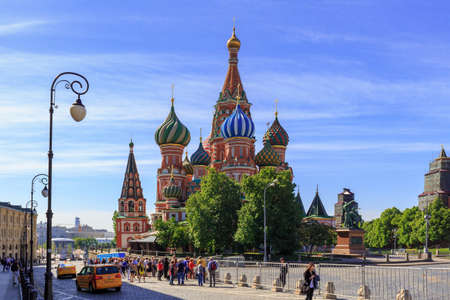 Moscow, Russia - June 03, 2018: St. Basil's Cathedral on Red square in Moscow on a sunny summer...