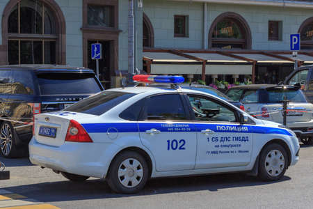 Moscow, Russia - June 03, 2018: Patrol police car on the street in Moscow on a sunny summer morning