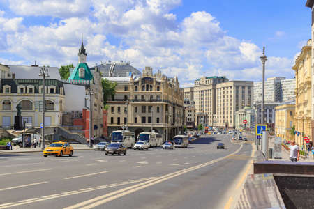 Moscow, Russia - June 03, 2018: View of Teatral'nyy Proyezd street with buildings of Metropol Hotel and State Duma of Russian Federationのeditorial素材