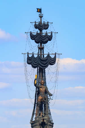 Moscow, Russia - July 30, 2018: Monument to russian Tsar Peter the Great on Moskva river in Moscowのeditorial素材