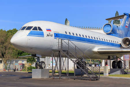 Moscow, Russia - August 01, 2018: Soviet airliner Yak-42 on Exhibition of Achievements of National...