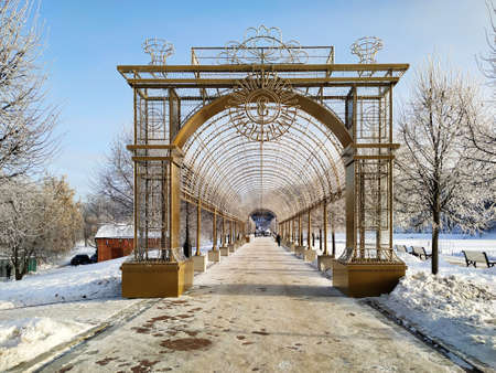 Moscow, Russia - December 17, 2018: Christmas decorations in Tsaritsyno park in Moscow at sunny winter dayのeditorial素材