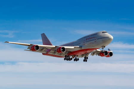 Moscow, Russia - March 14, 2019: Aircraft Boeing 747-446 EI-XLH of Rossiya - Russian Airlines going...