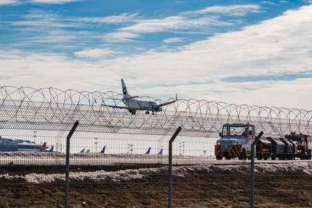 Moscow, Russia - March 14, 2019: Aircraft Boeing 737-524(WL) VP-BFS of UTair Aviation going to...