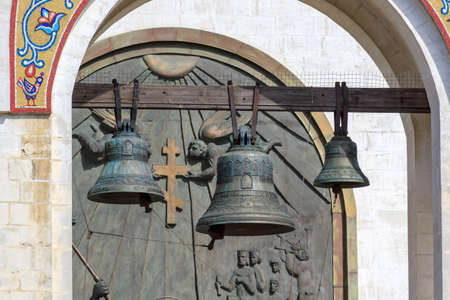 Moscow, Russia - June 09, 2018: Bell tower of Church of Great Martyr George Victorious on Poklonnaya Hill in Moscow at sunny dayのeditorial素材