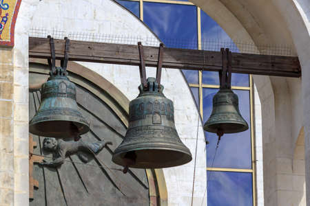 Moscow, Russia - June 09, 2018: Bells of Church of Great Martyr George Victorious on Poklonnaya Hill...