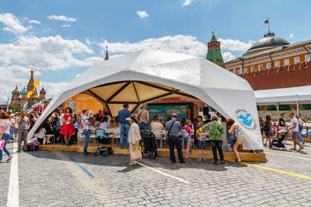 Moscow, Russia - June 02, 2019: Open lectures at the Book festival Red Square 2019 in Moscowのeditorial素材