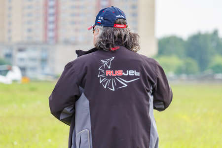 Balashikha, Moscow region, Russia - May 25, 2019: Pilot of RusJet aviation sports club Mikhail...