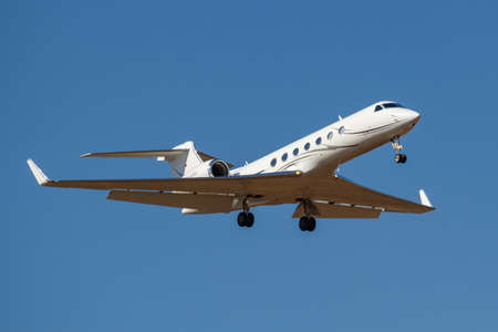 Moscow, Russia - April 03, 2019: Aircraft Gulfstream G550 D-AGVA of Luxaviation airline going to...