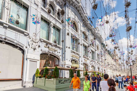 Moscow, Russia - July 28, 2019: Restaurant LADUREE on Nikolskaya street in Moscow. Popular touristic landmark of the Moscow historical centerのeditorial素材