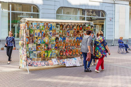 Moscow, Russia - September 13, 2019: Arbat street at sunny day. Exteriors of Moscow historical centerのeditorial素材