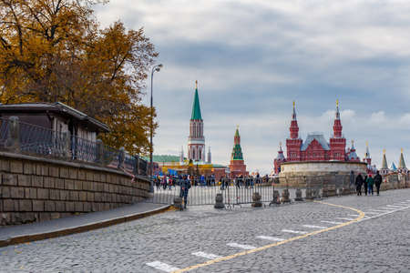 Moscow, Russia - October 08, 2019: View of Red square in Moscow downtown at autumn evening against cloudy sky. Autumn landscape of Moscow historical centerのeditorial素材