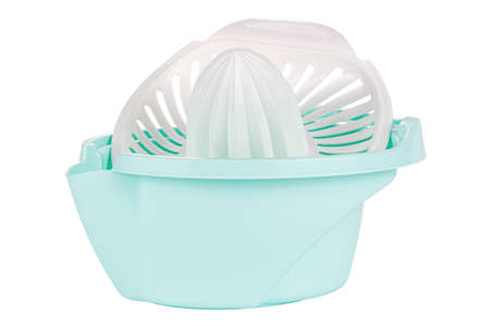 Disassembled manual juicer isolated on a white backgroundの写真素材