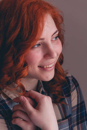 portrait of beautiful attractive caucasian smiling woman