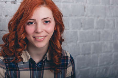 portrait of beautiful attractive caucasian smiling woman