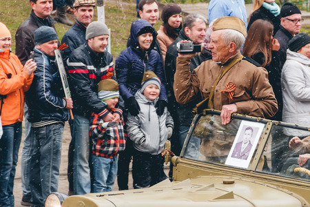 TOMSK, RUSSIA - MAY 9: Russian military transport at the parade on annual Victory Day, May, 9, 2016 in Tomsk, Russia.のeditorial素材