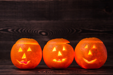 Halloween still life with orange. Halloween conceptの写真素材
