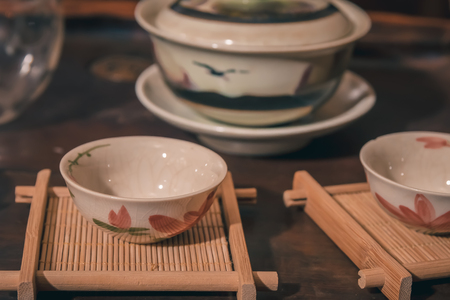 Chinese tea ceremony is performed by tea masterの写真素材