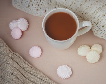 Hot chocolate drink with bezeの写真素材