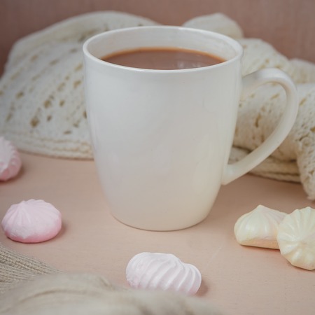 Hot chocolate drink with bezeの写真素材