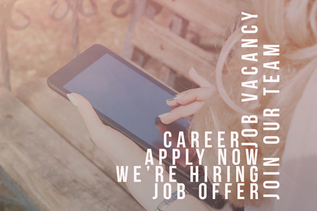 Recruiter advertising for job vacancies, searching candidates to hire for business opportunities