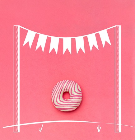 Creative Food Minimalism, Donut, Top View, Copy Space.の写真素材