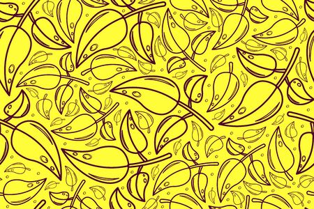 seamless pattern of leaf on yellowのイラスト素材