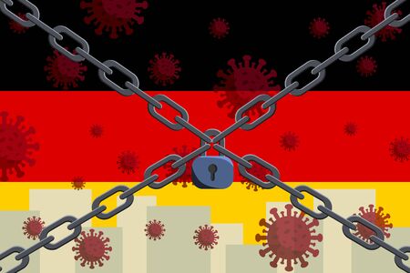Germany flag with outbreak deadly coronavirus covid-19. Coronavirus quarantine concept. Coronavirus outbreak in Germany.のイラスト素材