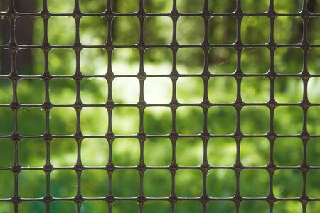 Metal cage cells close-up. Lockdown during pandemia concept. Blurred background. Stock photography.の写真素材