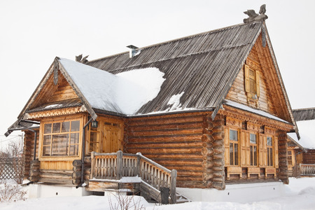 The old wooden house in Russian villageのeditorial素材