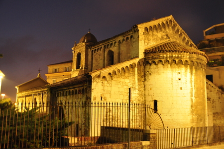 Back side of a church in the light of the nightの写真素材