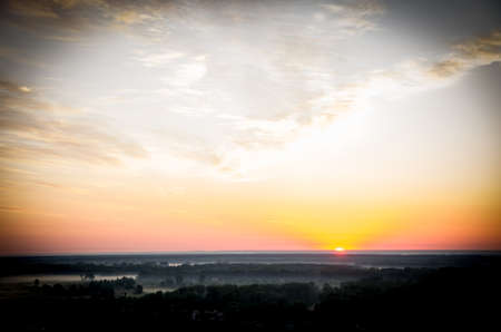 Mountain valley during sunrise. Natural summer landscapeの写真素材