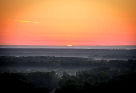 Mountain valley during sunrise. Natural summer landscapeの写真素材