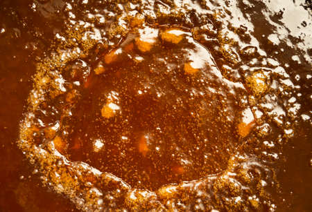 Texture is very good boiling yellow apricot jamの写真素材