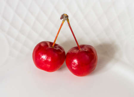 Very beautiful red paradise apples background closeの写真素材