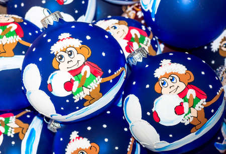 Christmas tree toys are made and painted by handの写真素材