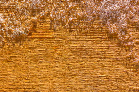 Snow lying on a wooden surface in the winter